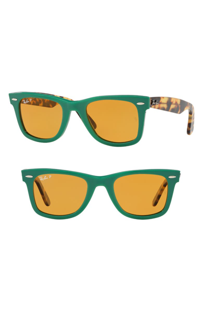 Ray Ban Standard Classic Wayfarer 50mm Polarized Sunglasses - Green In Green