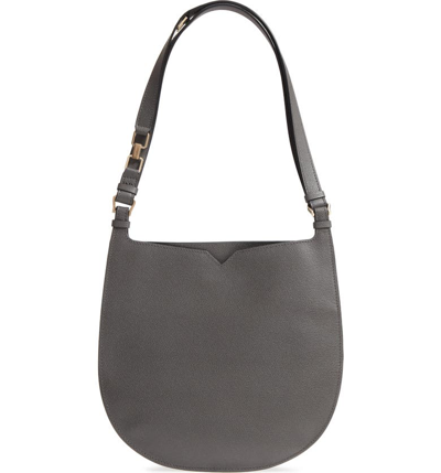 Valextra Mini Hobo Weekend Leather Shoulder Bag In Grey