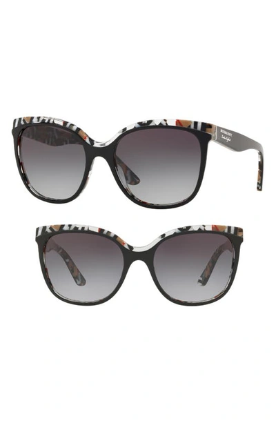 Burberry Gradient Butterfly Sunglasses W/ Check Print Trim In Grey Gradient