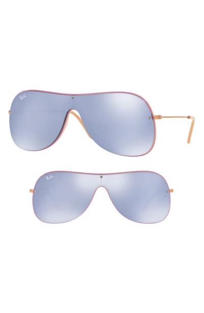 Ray Ban Highstreet 138mm Shield Sunglasses - Lilac Mirror In Violet