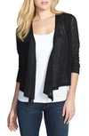 Nic + Zoe Nic+zoe '4-way' Convertible Three-quarter Sleeve Cardigan In Black Onyx