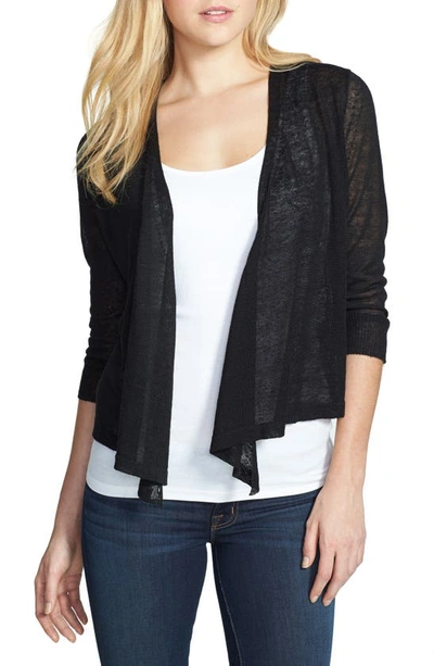 Nic + Zoe Nic+zoe '4-way' Convertible Three-quarter Sleeve Cardigan In Black Onyx