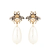 GUCCI BRASS AND CRYSTAL EARRINGS,P00280463
