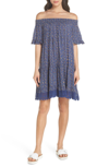 TORY BURCH WILD PANSY OFF THE SHOULDER COVER-UP DRESS,50888