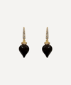 ANNOUSHKA 18CT GOLD TOUCH WOOD SMALL DIAMOND AND EBONY DROP EARRINGS,000570456