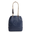 TORY BURCH FLEMING LEATHER BUCKET BAG - BLUE,48895