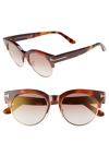 TOM FORD HENRI 52MM SEMI-RIMLESS SUNGLASSES - BLONDE HAVANA/ BROWN MIRROR,FT0598W5255V