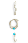 DOGEARED PERFECT TURQUOISE 3-PIECE EARRING SET,VSE1091