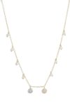 MEIRA T DOUBLE DIAMOND DISC CHARM & FRESHWATER PEARL NECKLACE,N11748TY