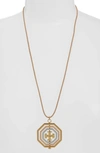TORY BURCH LOGO SPINNER PENDANT NECKLACE,47501