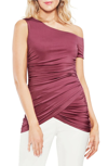 VINCE CAMUTO ONE-SHOULDER RUCHED LIQUID KNIT TOP,9138637