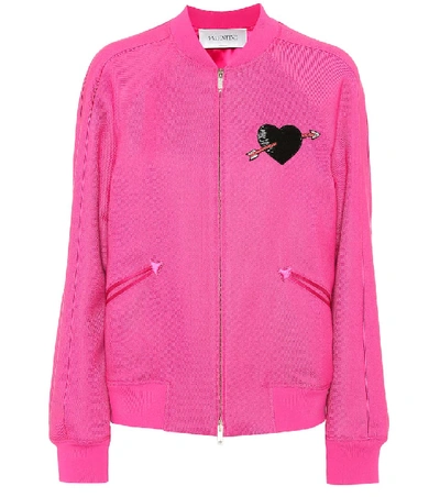 Valentino Embellished Track Jacket In Pink