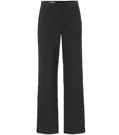 Jil Sander Flat-front Straight-leg Wool-mohair Trousers With Thin Belt In Black
