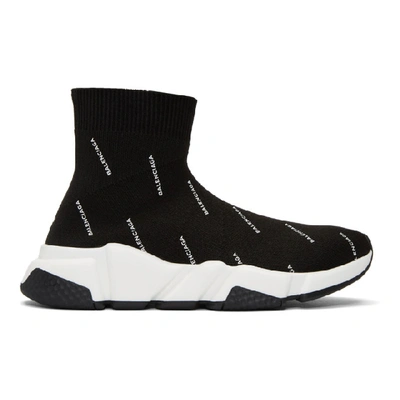 Balenciaga Speed Logo-print Stretch-knit High-top Sneakers In 1006 Black/
