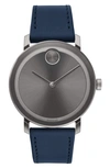 MOVADO BOLD LEATHER STRAP WATCH, 40MM,3600507