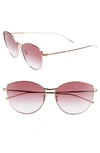 Oliver Peoples Rayette Vintage-inspired Metal Cat-eye Sunglasses, Rose Gold In Clear Gradient Dark Violet