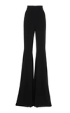 Balmain High-waisted Flared Silk-crepe Trousers In Black