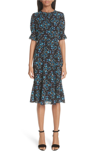 ALTUZARRA FLORAL PRINT FLARE HEM SILK DRESS,318-305 790