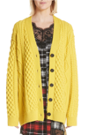 Marc Jacobs Button-front Chunky Cable-knit Merino Wool Cardigan In Yellow