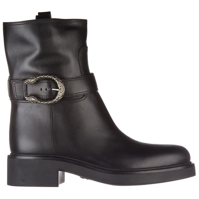 Gucci Women's Leather Ankle Boots Booties Lifford In Black