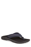 Olukai Men's Hokua Faux-leather Flip-flop Sandals In Trench Blue/ Black