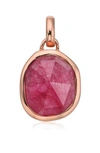Monica Vinader Siren Medium Bezel Pink Quartz Pendant In Pink/ Rose Gold