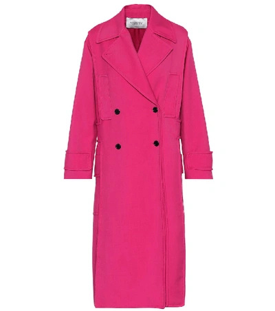 Valentino Double-breasted Wool-blend Twill Coat In Pink