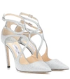 Jimmy Choo Lancer 100 Metallic Cracked-leather Pumps In Champagne