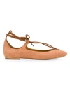 Chloé Lace-up Suede Ballet Flats In Camel