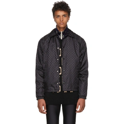 Gucci Logo-print Hooded Windbreaker Jacket In Black