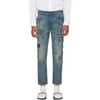 GUCCI GUCCI BLUE TAPERED SYMBOLS JEANS