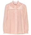 SEE BY CHLOÉ RUFFLED COTTON-BLEND BLOUSE,P00335413