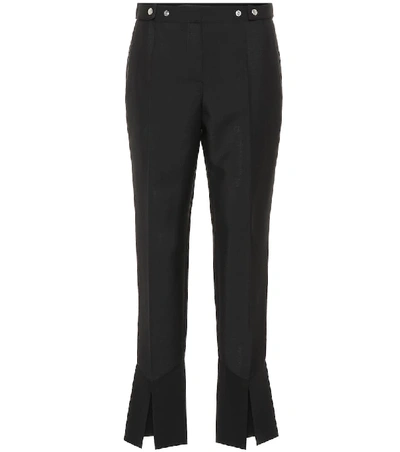 Givenchy Straight-leg Mohair-wool Pants W/ Slit Cuff In Black