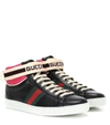 Gucci New Ace High Top Sneaker With Genuine Snakeskin Trim In Black