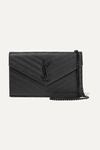Saint Laurent Monogramme Mini Quilted Textured-leather Shoulder Bag In Black