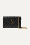 SAINT LAURENT MONOGRAMME MINI QUILTED TEXTURED-LEATHER SHOULDER BAG