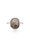 Monica Vinader 'siren' Medium Semiprecious Stone Stacking Ring In Silver/ Grey Agate