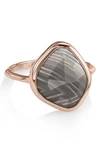 Monica Vinader Siren Nugget Semiprecious Stacking Ring In Rose Gold/ Grey Agate