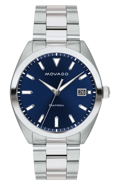 Movado Heritage Bracelet Watch, 39mm In Silver/ Blue/ Silver