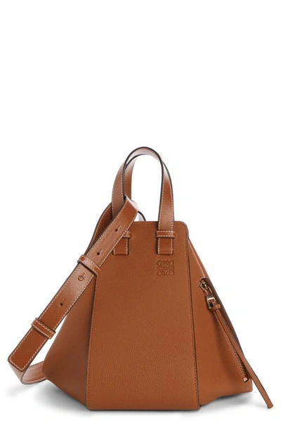 Loewe Small Hammock Leather Hobo Bag In Tan