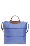 Longchamp Le Pliage Expandable Travel Duffel Nylon Weekender In Lavender