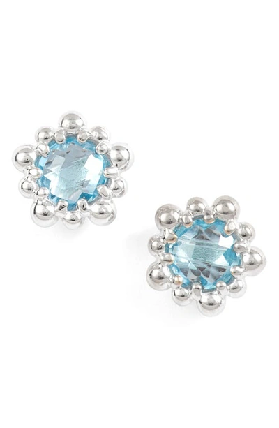Anzie Micro Dew Drop Topaz Earrings In Blue Topaz