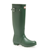 Hunter Original Tall Vulcanised Natural Rubber Wellington Boots In  Green