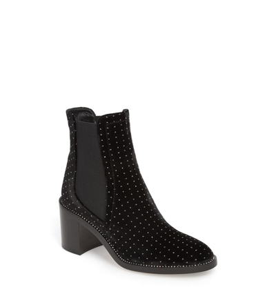 Jimmy Choo Black Glitter Spotted Crystal Welt Booties In Black Silver