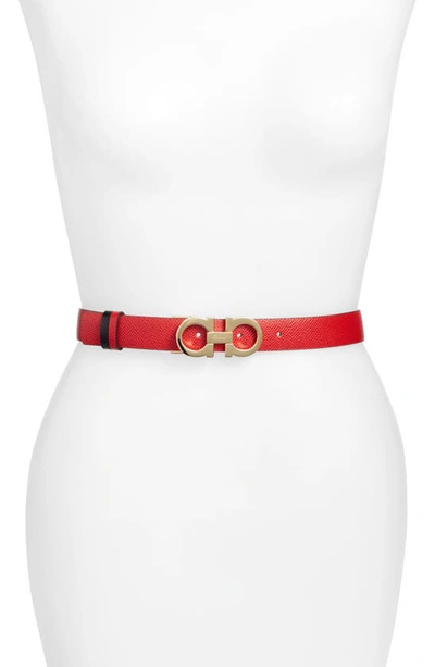 FERRAGAMO REVERSIBLE GANCINI CALFSKIN LEATHER BELT,0674556