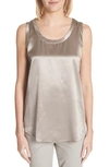Lafayette 148 Perla Luxe Reversible Silk Charmeuse Shell In Jute