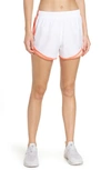 Nike Dry Tempo Running Shorts In White/ Crimson Tint/ Wolf Grey