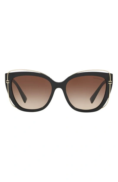 Tiffany & Co 54mm Gradient Cat Eye Sunglasses In Black