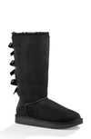 Ugg Bailey Bow Tall Shearling Fur Boots In Black Suede