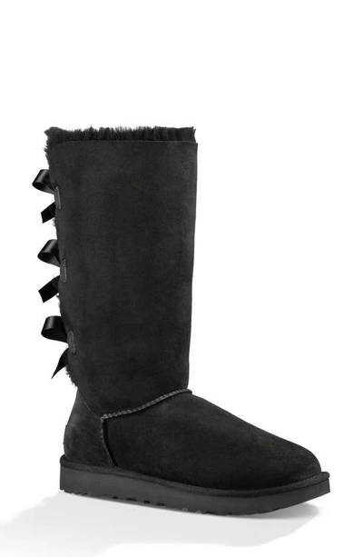 Ugg Bailey Bow Tall Shearling Fur Boots In Black